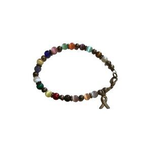 Cancer Awareness Rainbow Beaded Bracelet Renal Colon Pancreatic Breast Brain